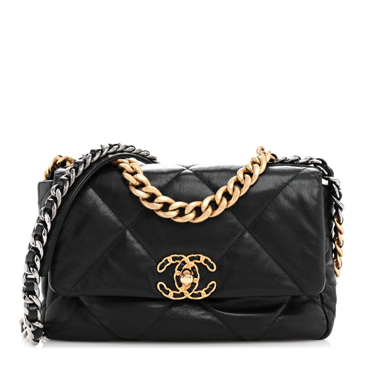 Lambskin Quilted Medium Chanel 19 Flap Black