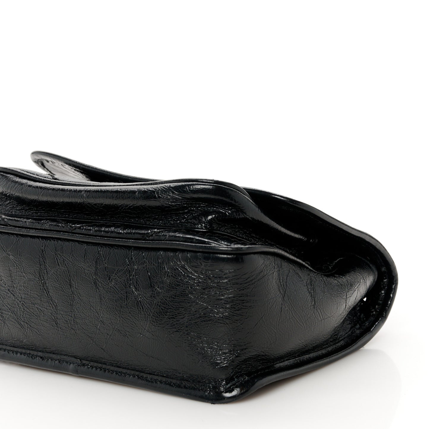 Crinkled Calfskin Matelasse Monogram Baby Niki Chain Satchel Black