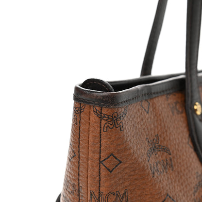 MCM Visetos Dog Bone Striped Shopper Tote Cognac 12 of 17