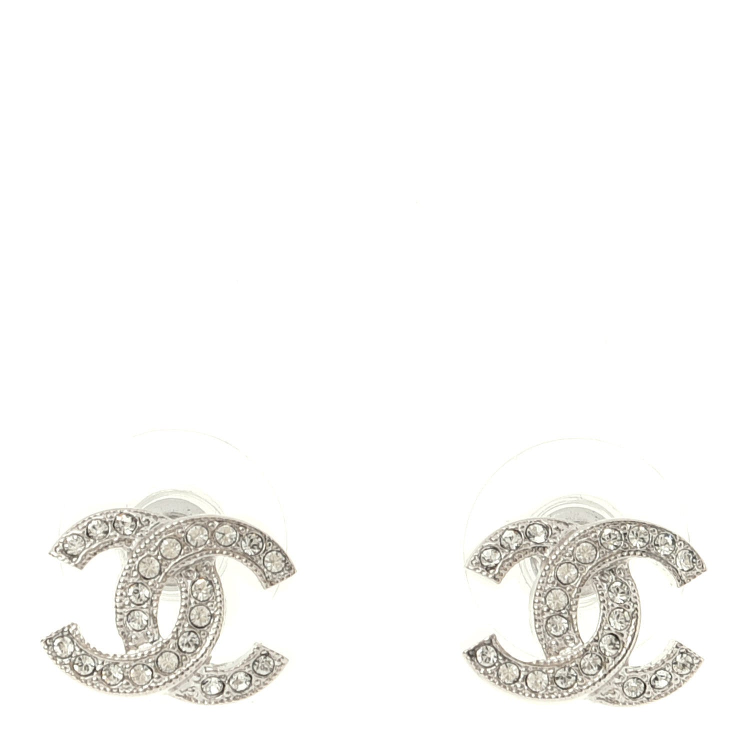 Chanel Crystal Mini Timeless CC Earrings Silver 1 of 3