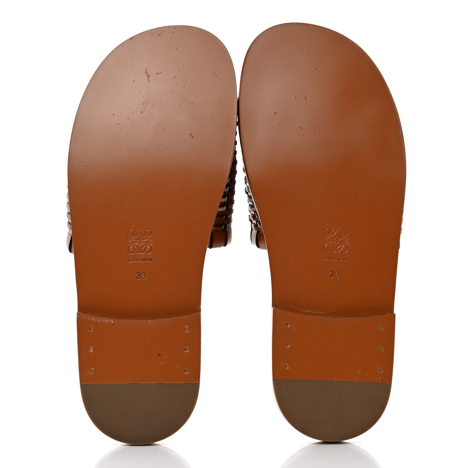 Loewe Calfskin Woven Anagram Slide Sandal 38 Tan Natural 5 of 9