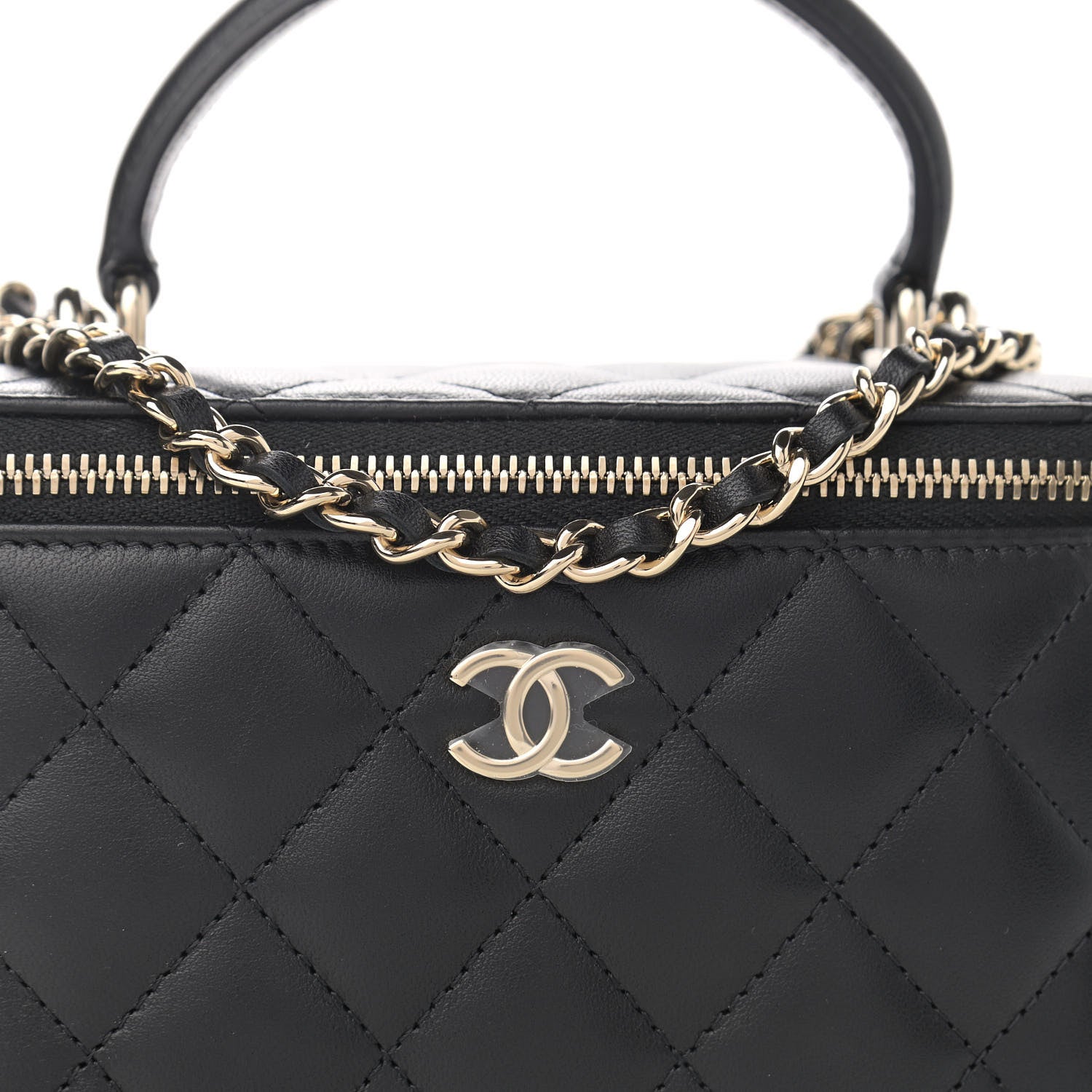 Chanel Lambskin Quilted Small Top Handle Vanity Case With Chain Black 8 of 11
