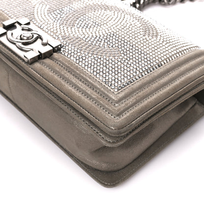 Chanel Iridescent Calfskin Quilted Strass Medium Paris Dallas Boy Flap Dark Khaki 10 of 12