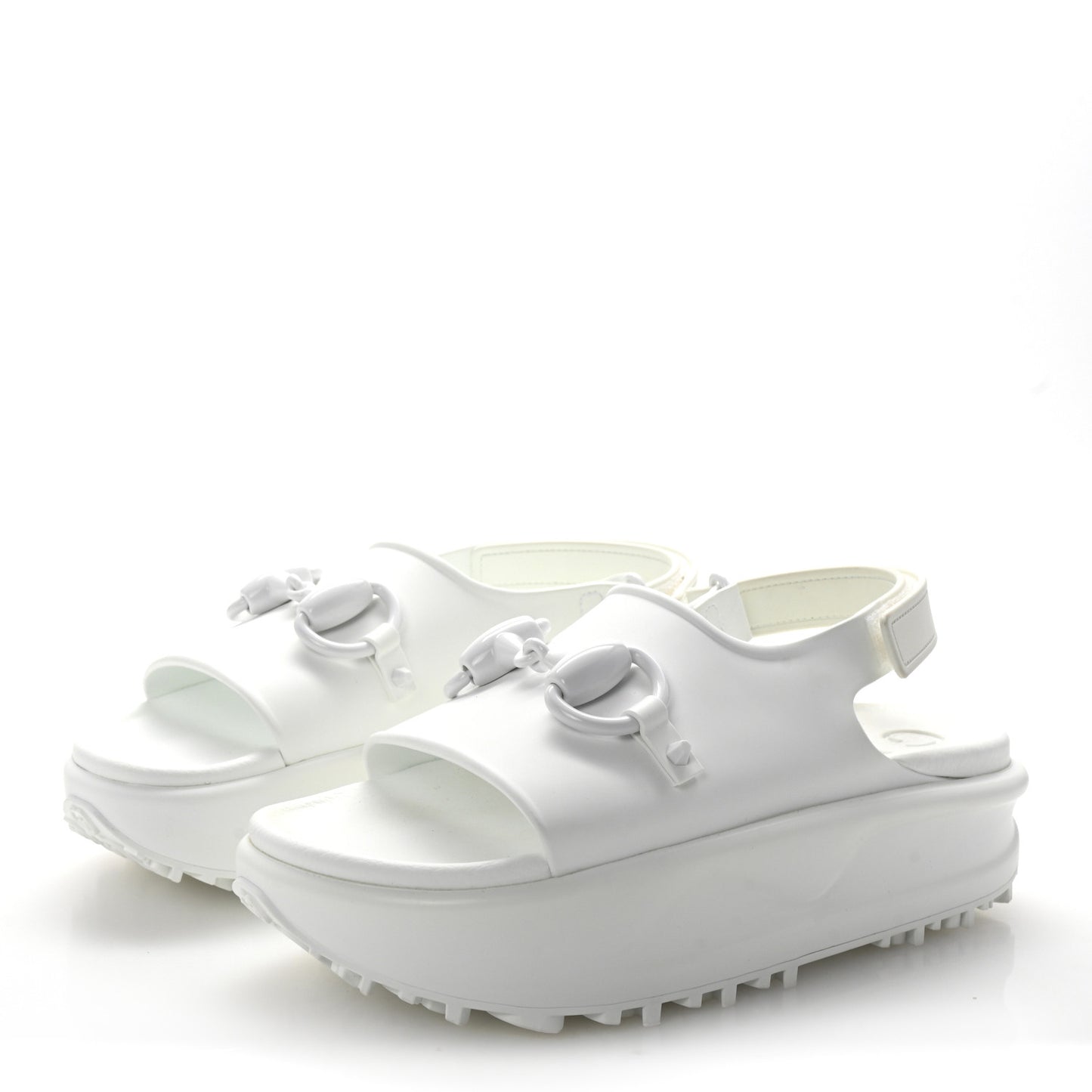 Soft Rubber Horsebit Touch Womens Strapped Sandals 37 Great White