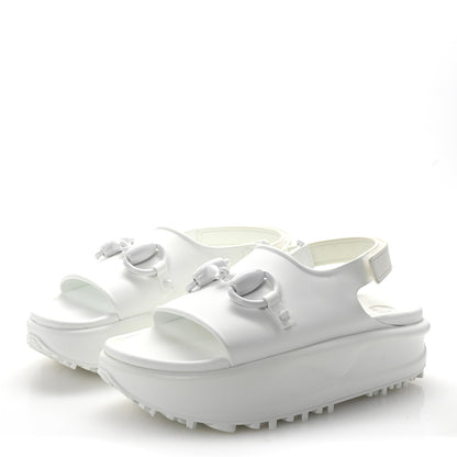 Gucci Soft Rubber Horsebit Touch Womens Strapped Sandals 37 Great White 4 of 8