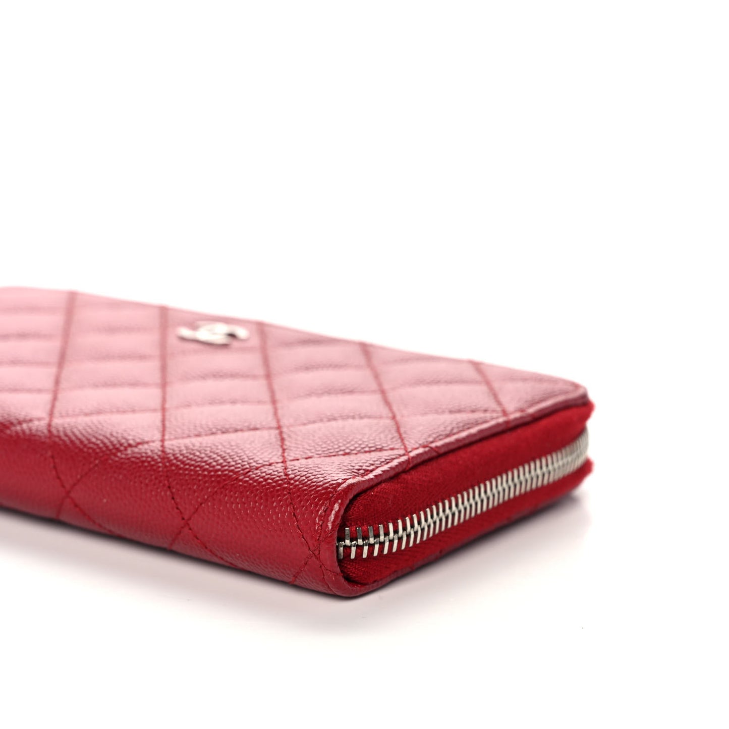 Caviar Quilted Large Gusset Zip Around Wallet Red