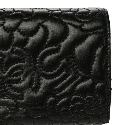 Chanel Lambskin Camellia Embossed Small Wallet Black 15 of 17
