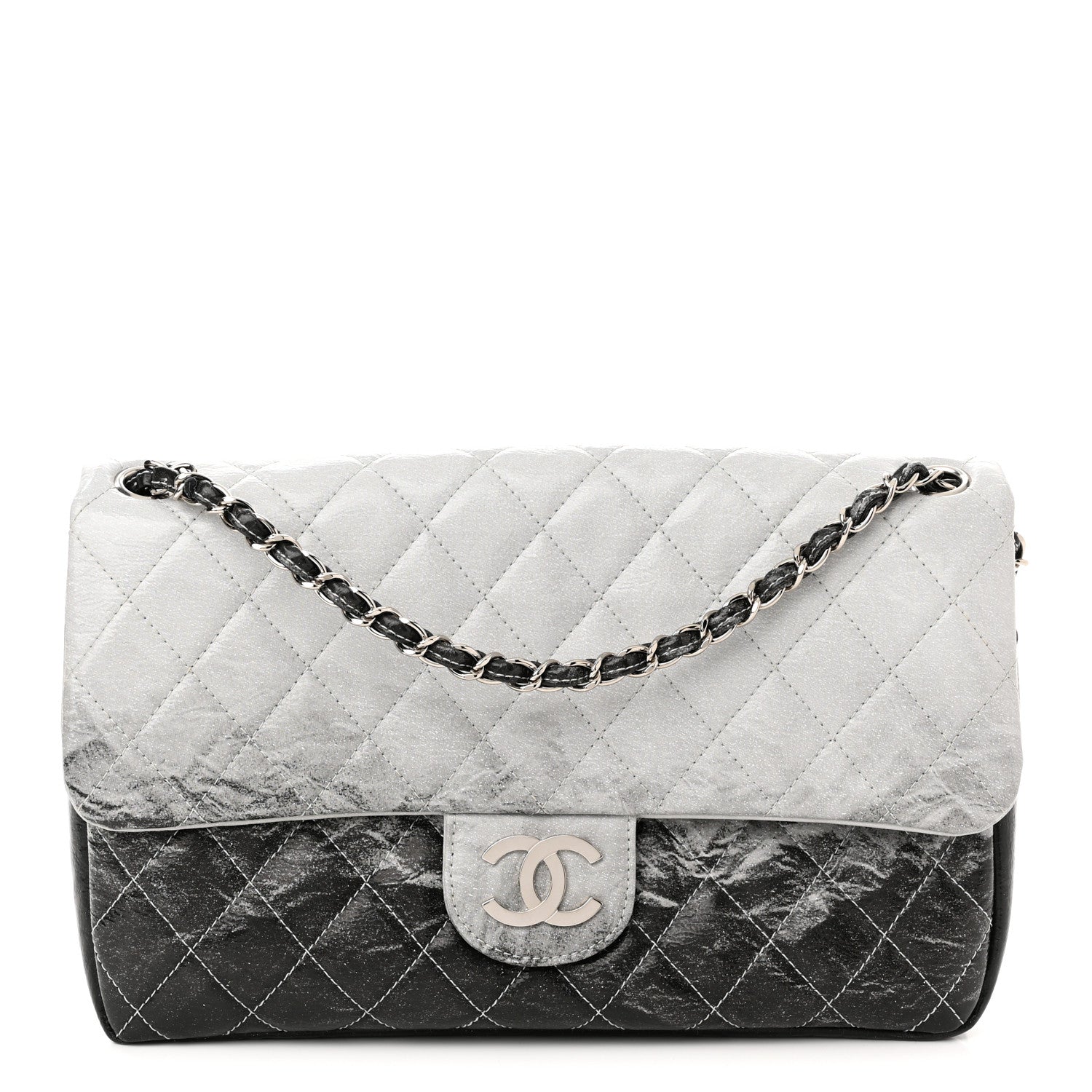 Chanel Vinyl Quilted Jumbo Melrose Degrade Flap Black 1 of 10
