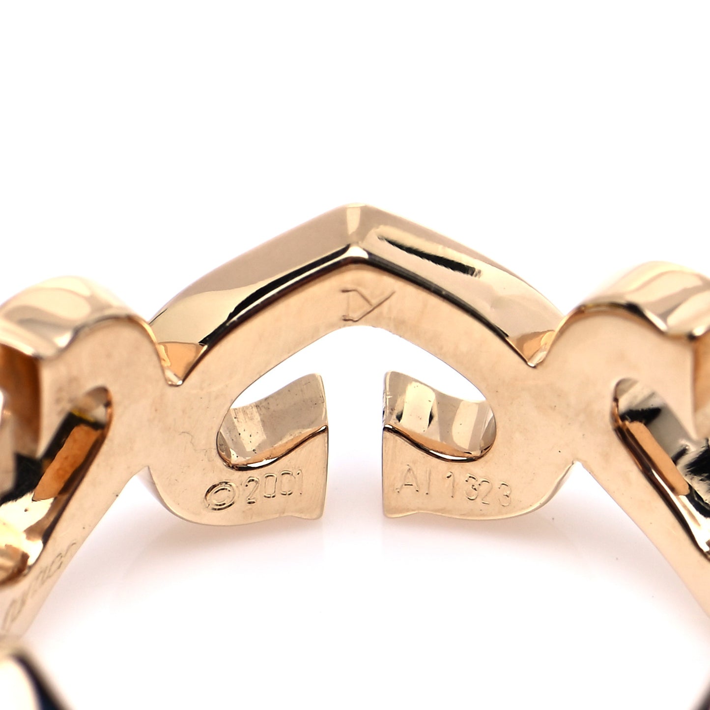 18K Yellow Gold Diamond Hearts and Symbols Ring 50 5.25