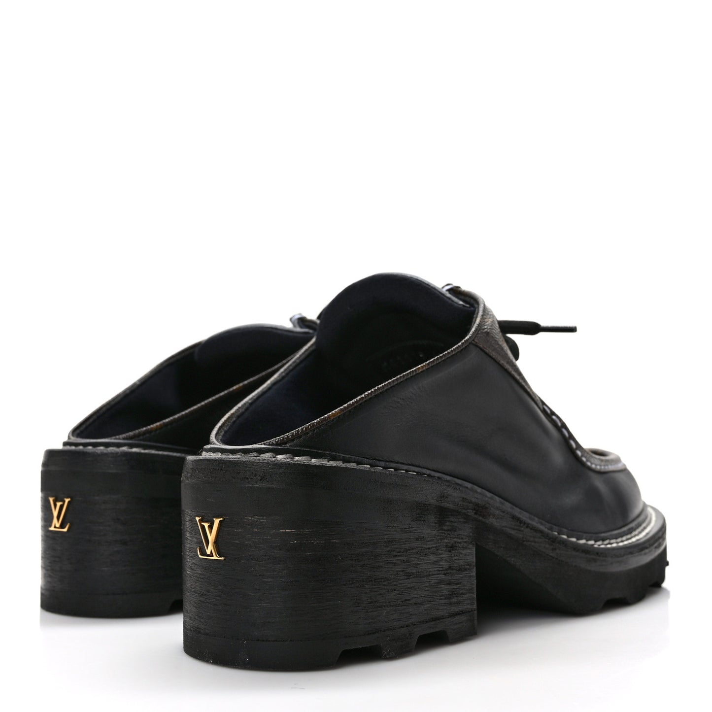 Calfskin Monogram Beaubourg Open Back Platform Derby Shoes 41 Black