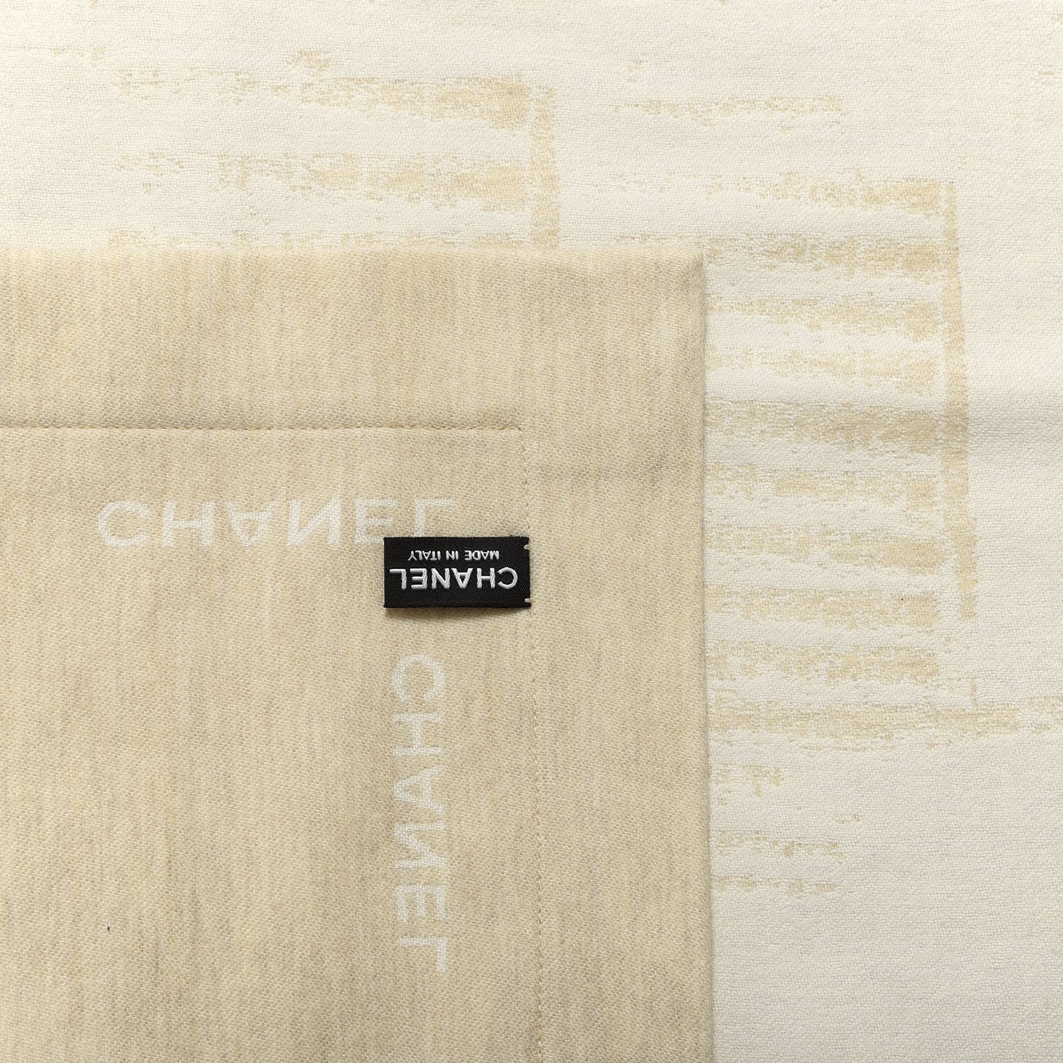 Chanel Wool Silk Lightweight Throw Blanket Beige 3 of 3