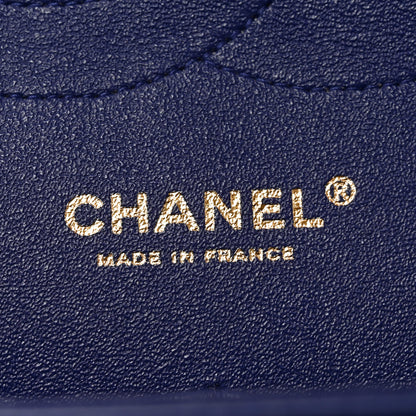 Chanel Lambskin Chevron Quilted Jumbo Double Flap Navy Blue 6 of 10