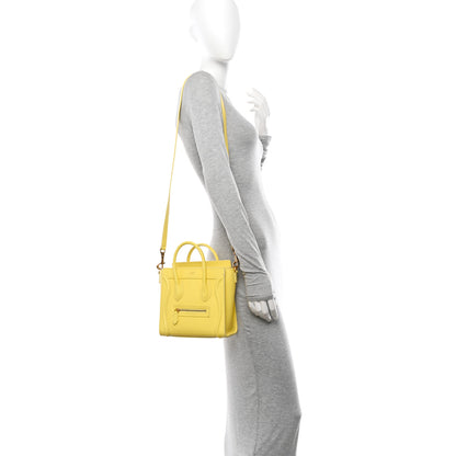 Celine Drummed Calfskin Nano Luggage Acacia 3 of 11