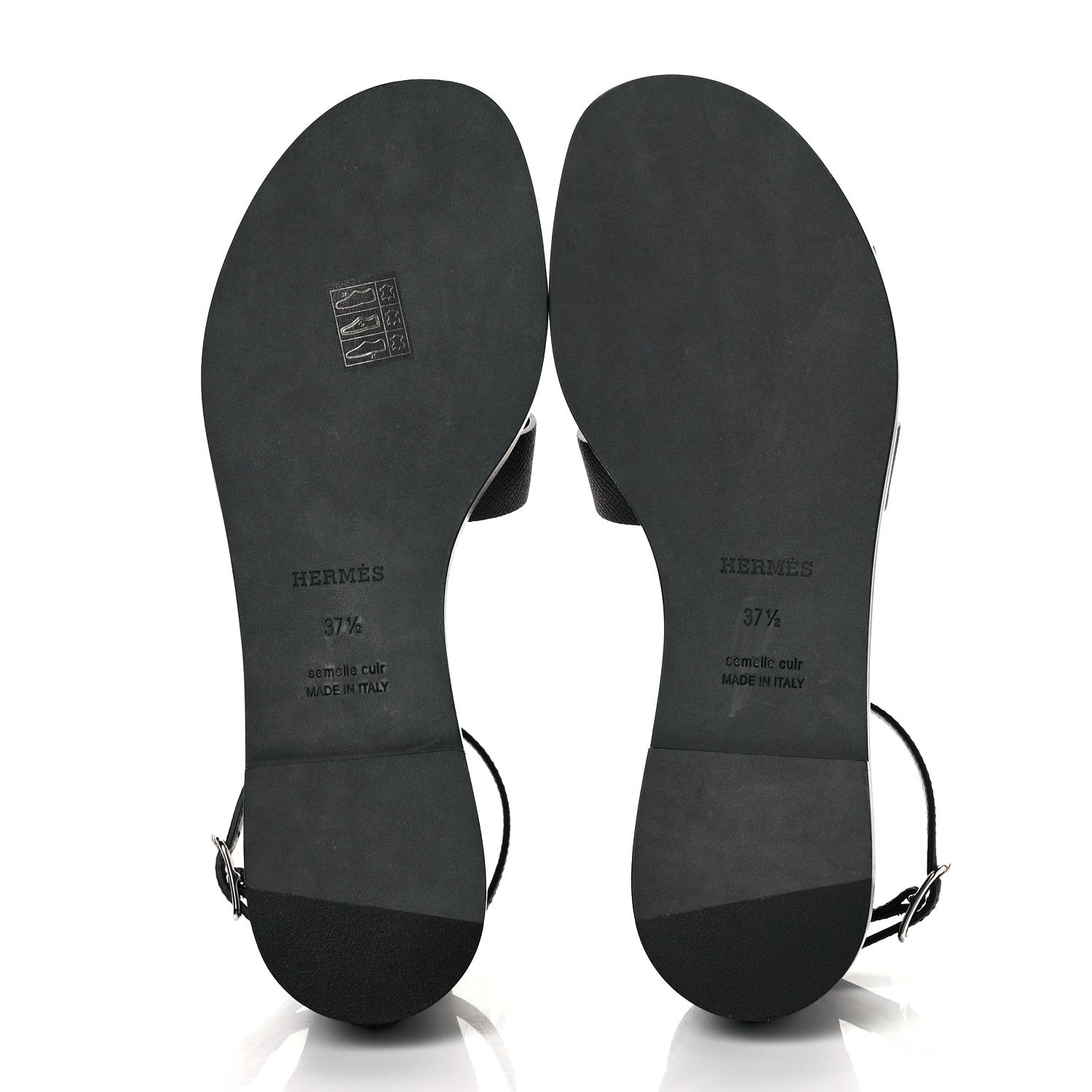Hermes Epsom Santorini Sandals 37.5 Black 5 of 9