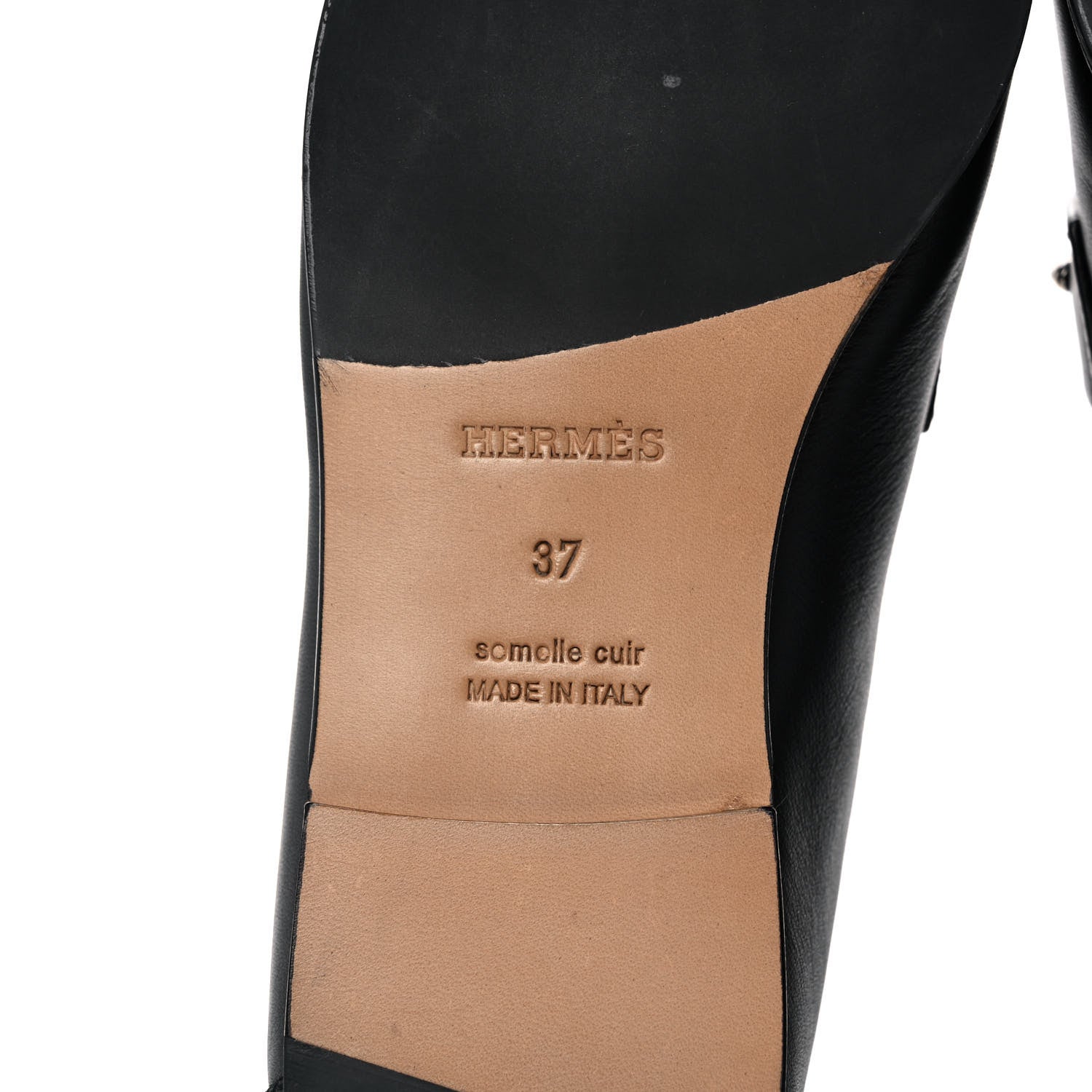 Hermes Calfskin Womens Colette Loafers 37 Black 6 of 9
