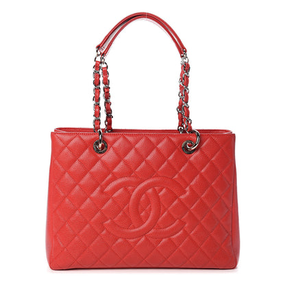 Chanel Caviar Quilted Grand Shopping Tote GST Red 1 of 10