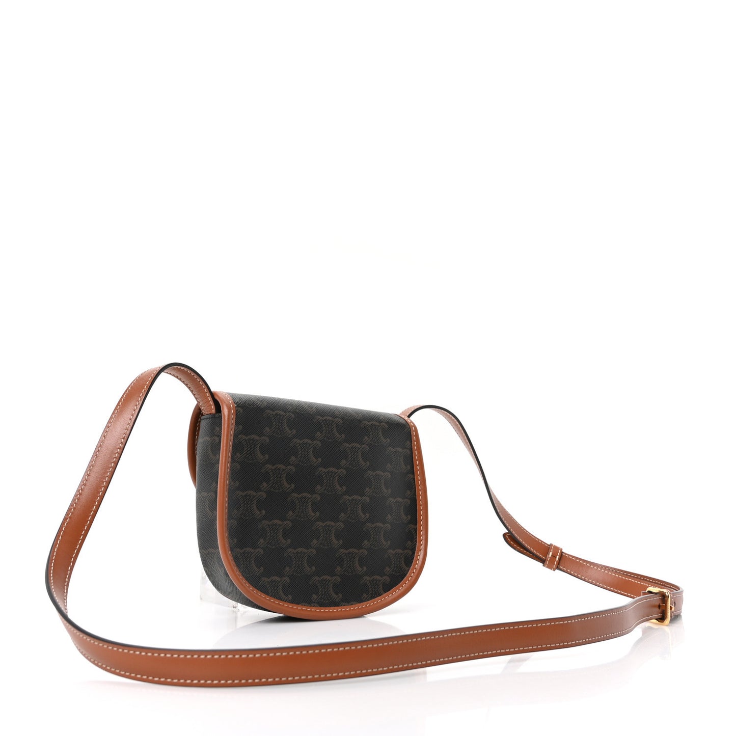 Canvas Calfskin Triomphe Mini Besace Tan
