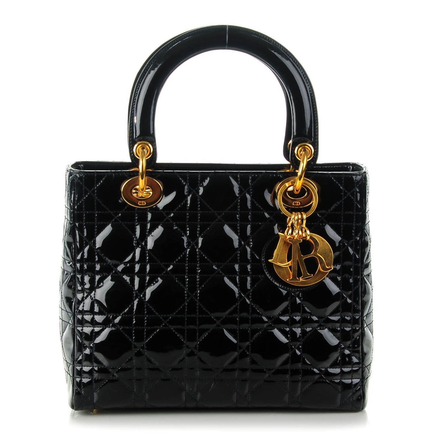 Patent Cannage Medium Lady Dior Black