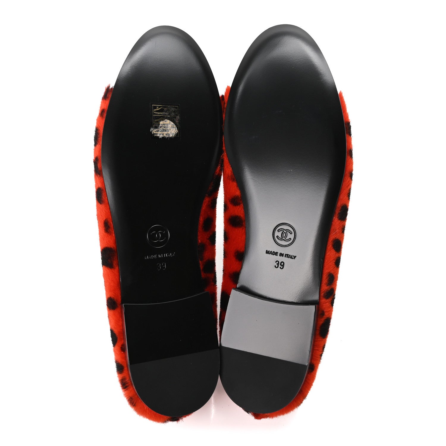 Chanel Pony Hair Patent Calfskin Cap Toe CC Ballerina Flats 39 Orange Black White 6 of 10