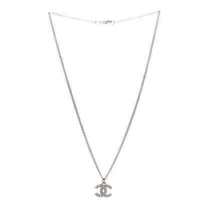 Chanel Crystal Timeless CC Necklace Silver 3 of 5