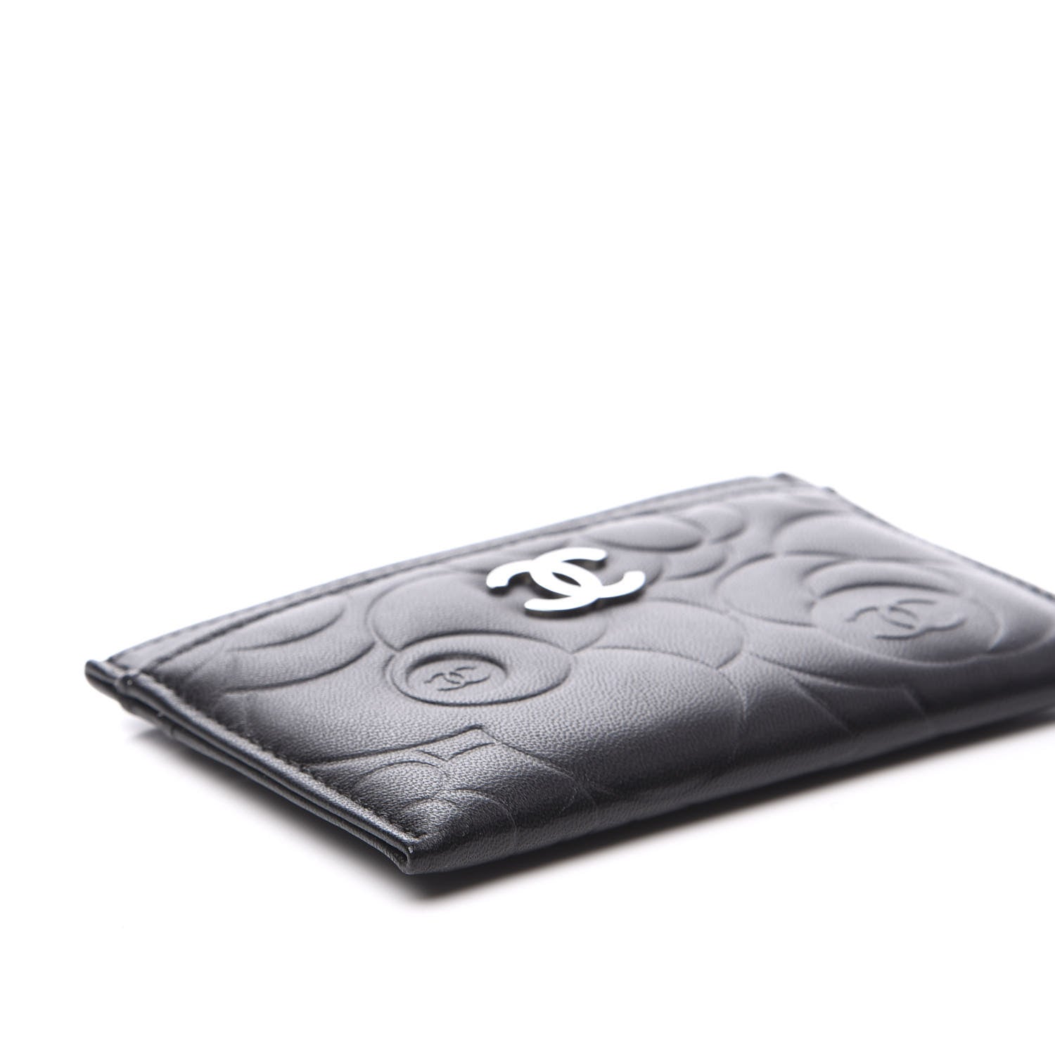 Chanel Lambskin Camellia Embossed Card Holder Black 5 of 10