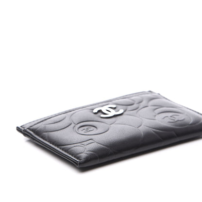 Chanel Lambskin Camellia Embossed Card Holder Black 5 of 10