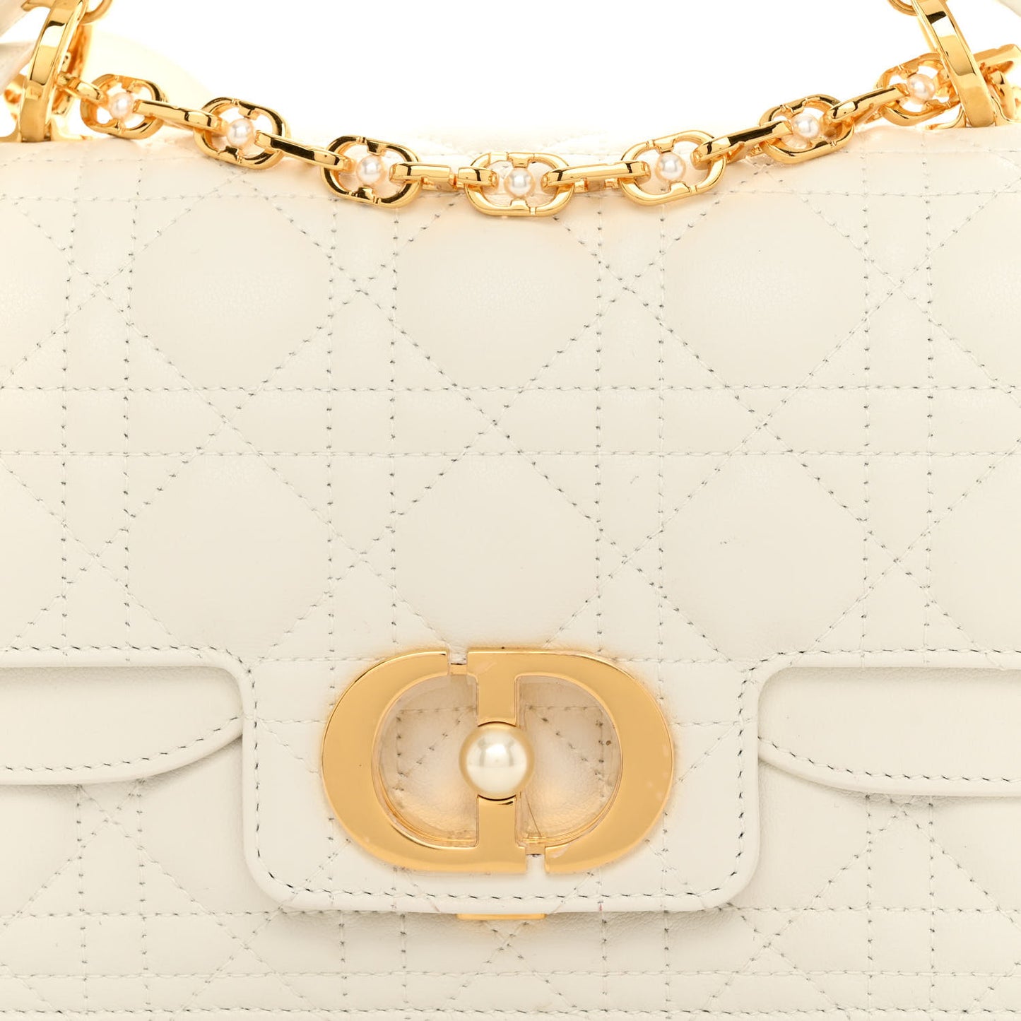 Lambskin Cannage Small Jolie Top Handle Bag Latte