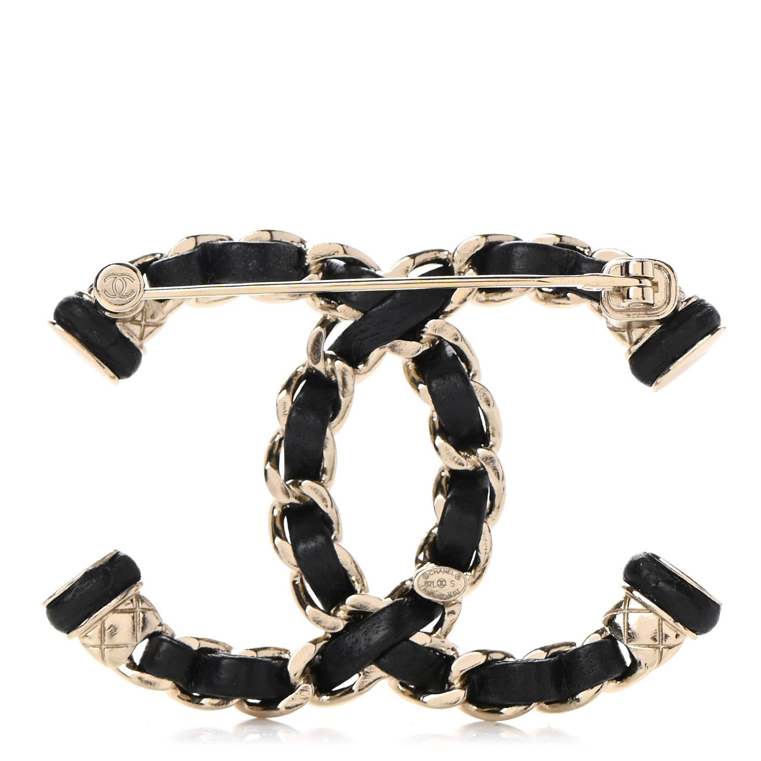 Chanel Lambskin Chain CC Brooch Black Gold 3 of 6
