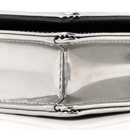 Christian Dior Metallic Patent Micro-Cannage Diorama Wallet on Chain Pouch Silver 10 of 10