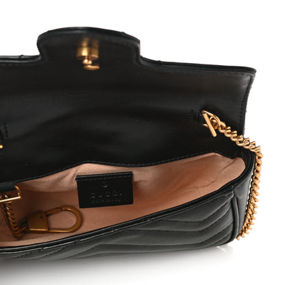 Gucci Calfskin Matelasse Super Mini GG Marmont Shoulder Bag Black 5 of 11