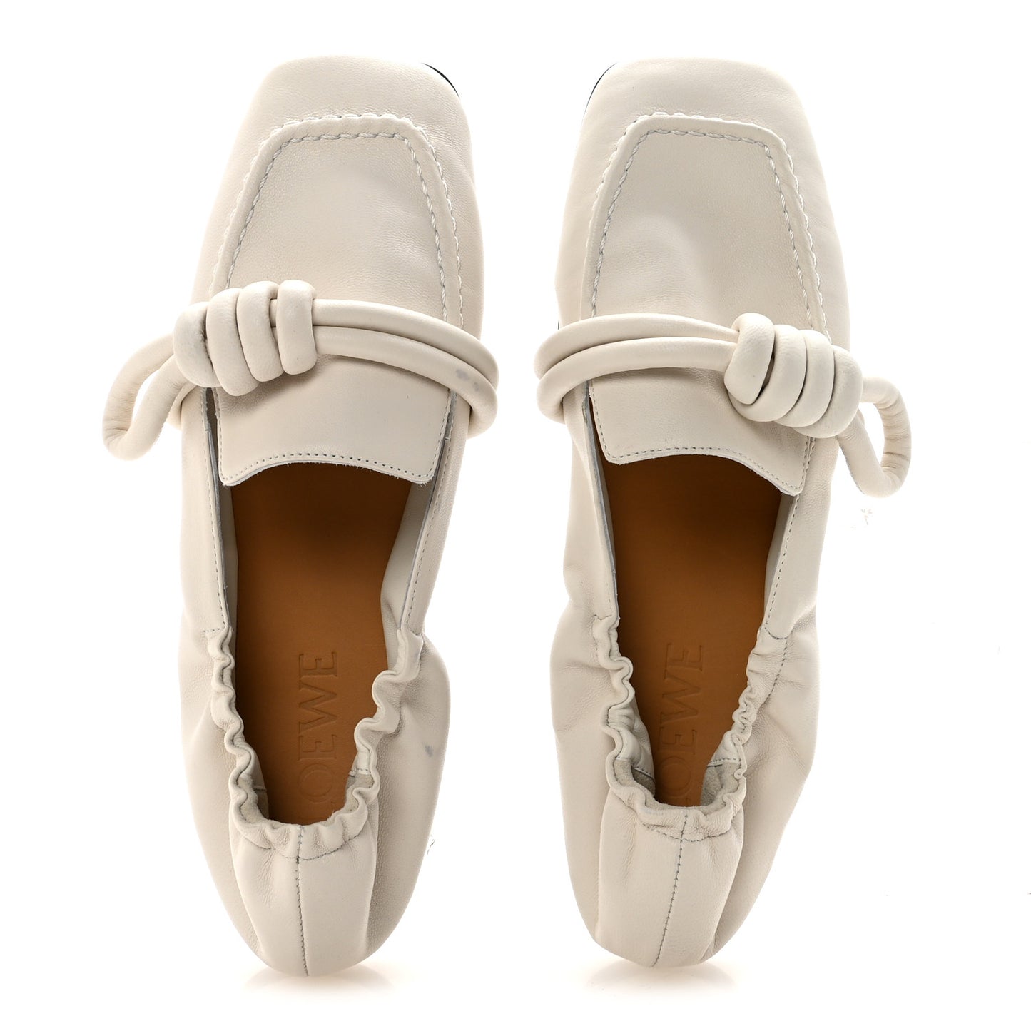 Lambskin Flamenco Knot Ballerina Flats 36 Soft White