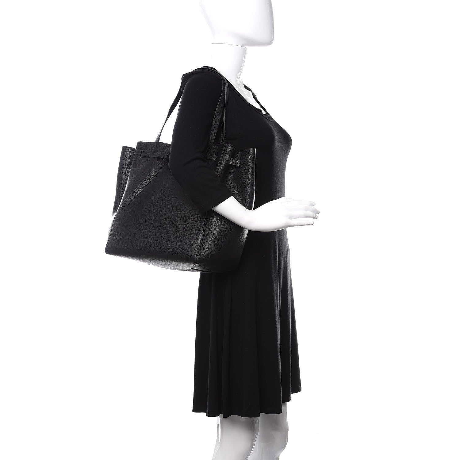 Celine Soft Grained Calfskin Small Belt Cabas Phantom Black 2 of 9