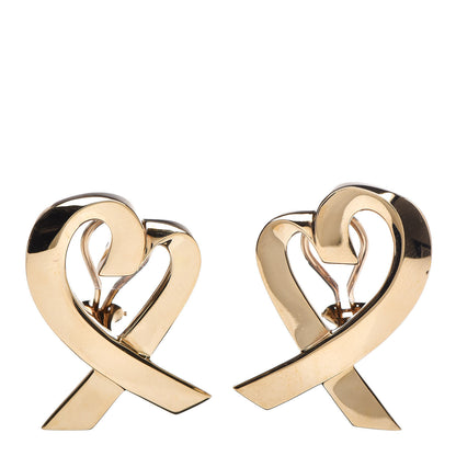 Tiffany 18K Yellow Gold Large Paloma Picasso Loving Heart Earrings 1 of 4