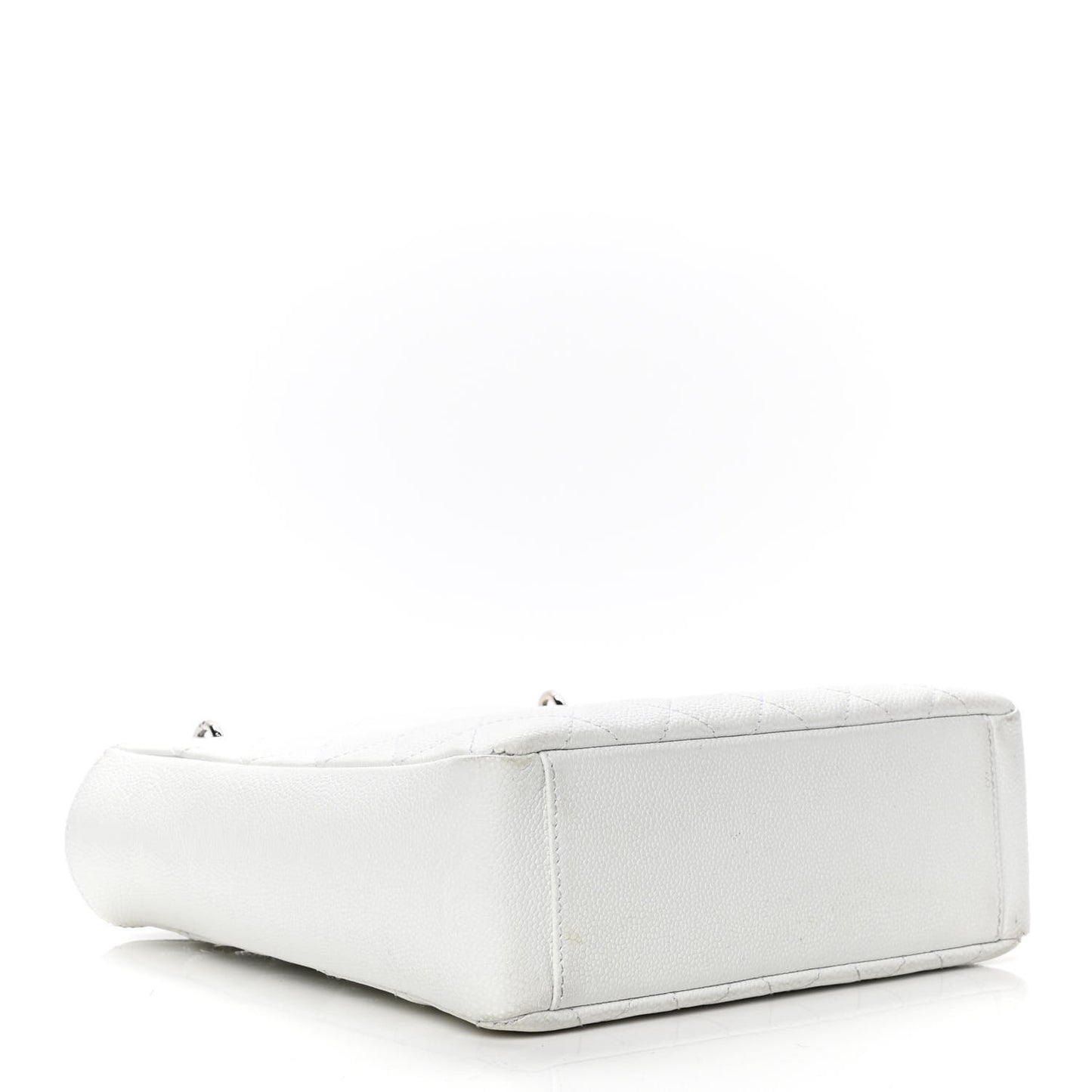 Caviar Quilted Petit Shopping Tote PST White