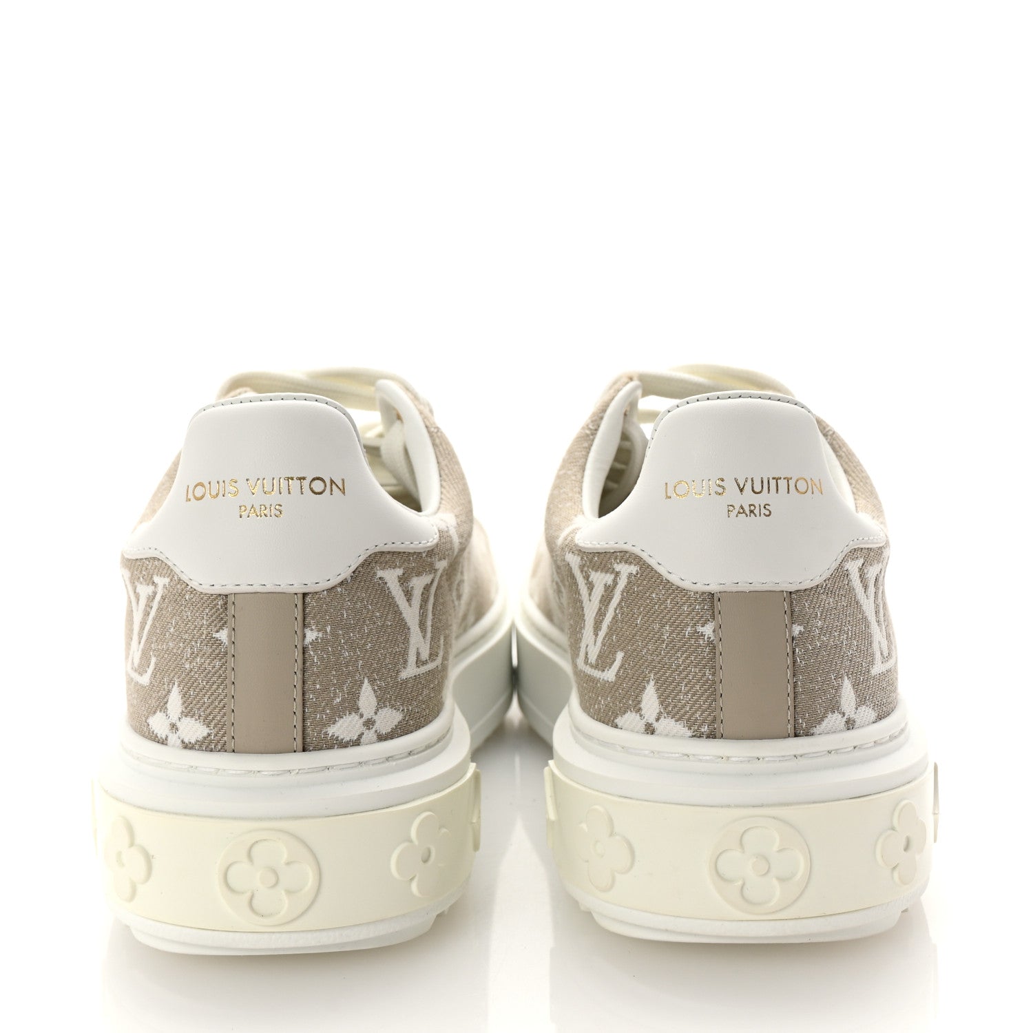 Louis Vuitton Denim Monogram Time Out Sneakers 36 Beige 1680992