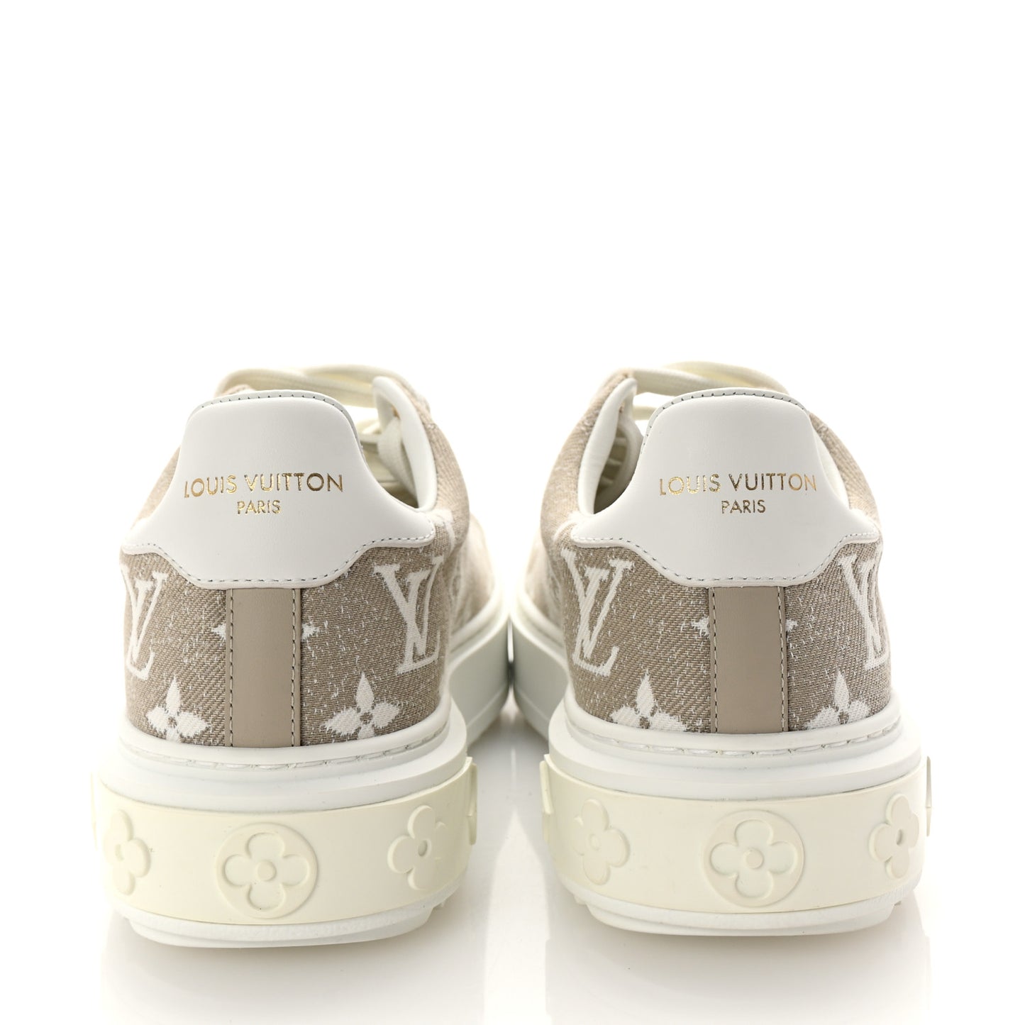Denim Monogram Time Out Sneakers 36 Beige