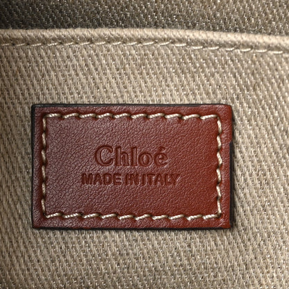 Chloe Linen Calfskin Medium Woody Ribbon Tote White Brown 6 of 10