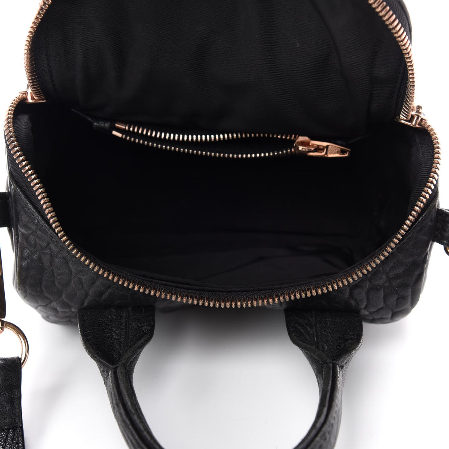 Pebbled Lambskin Mini Rockie Black Rose Gold Hardware