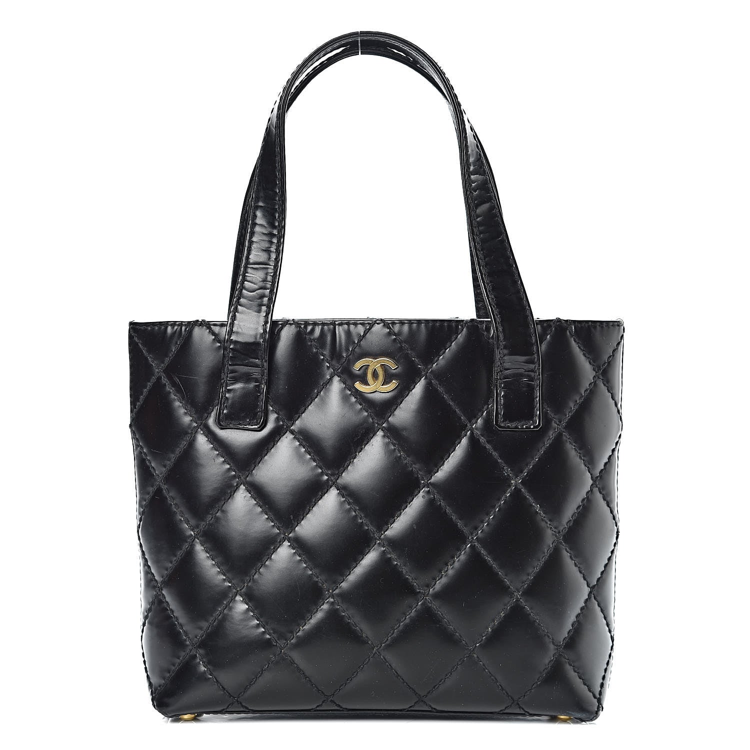 Chanel Calfskin Quilted Small Surpique Stitch Tote Black 1 of 19