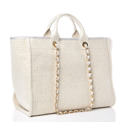 Chanel Lurex Boucle Medium Deauville Tote White 3 of 8
