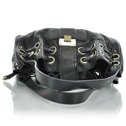 Jimmy Choo Biker Leather Elaphe Snakeskin Trim Ramona Black 5 of 10