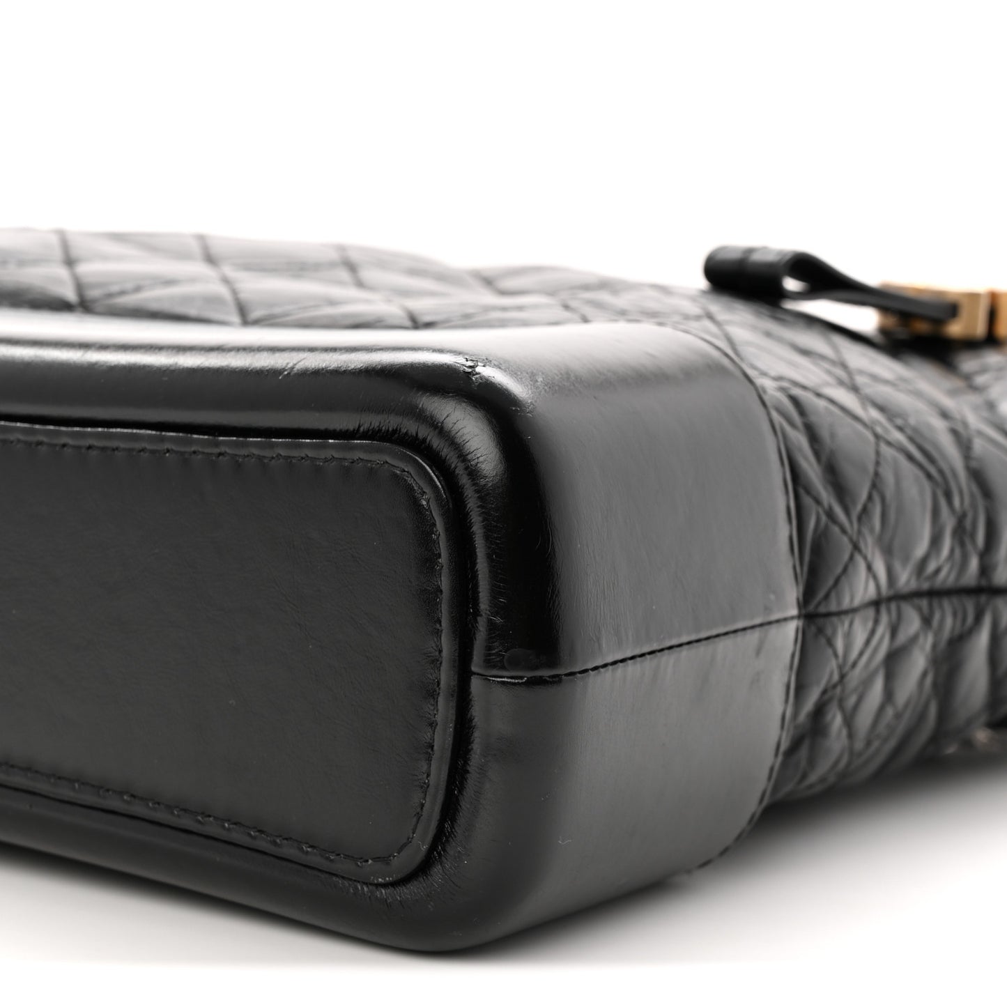 Aged Calfskin Quilted Large Gabrielle Hobo Black