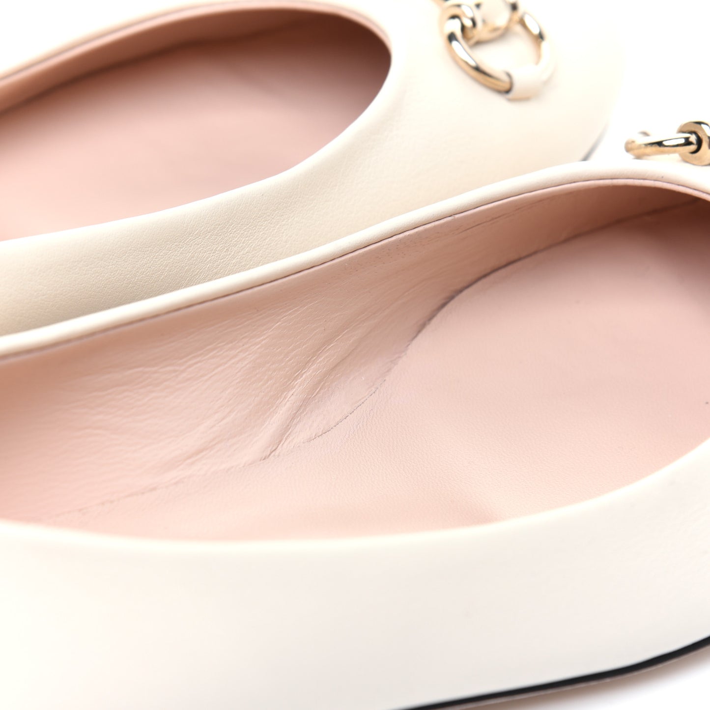 Calfskin Horsebit Ballerina Flats 38 White