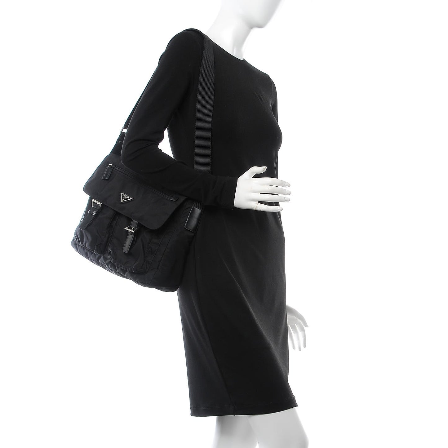 Nylon Vela Sport Messenger Bag Black
