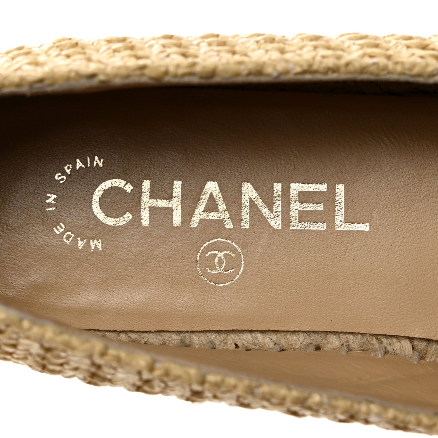 Chanel Braided Fabric Lambskin CC Espadrilles 38 Beige Black 6 of 9