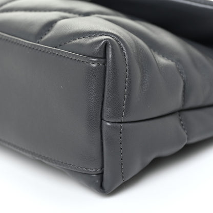 Saint Laurent Lambskin Quilted Toy Loulou Puffer Monogram Chain Satchel Storm 9 of 13