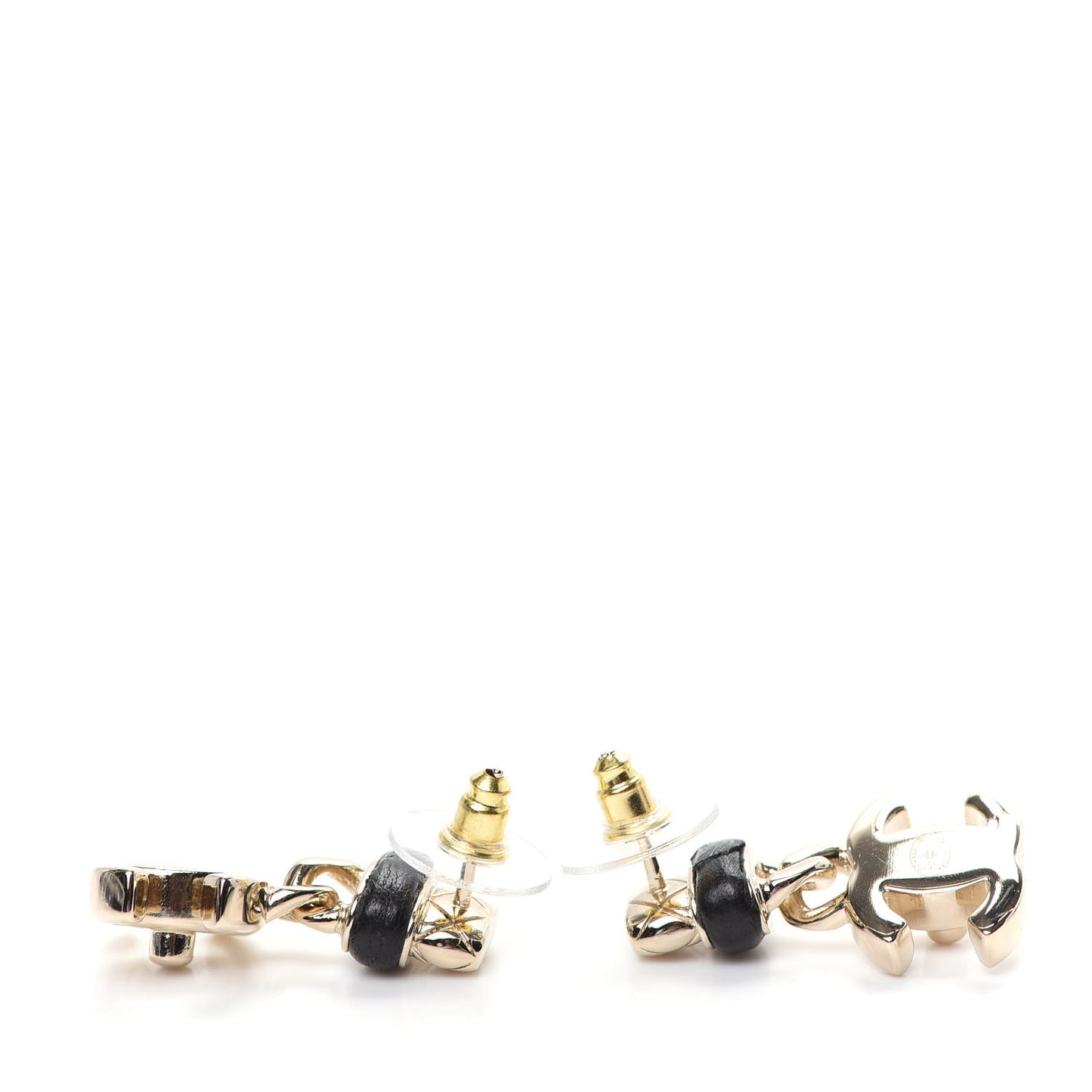 Lambskin CC Turnlock Drop Earrings Gold Black