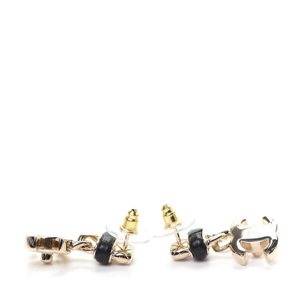 Chanel Lambskin CC Turnlock Drop Earrings Gold Black 3 of 5