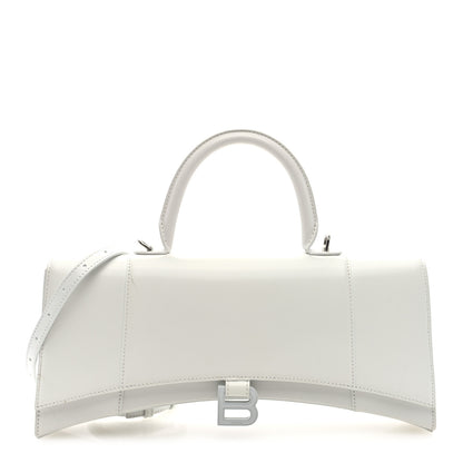 Balenciaga Shiny Box Calfskin Tonal B Hourglass Stretch Top Handle Bag White 1 of 10