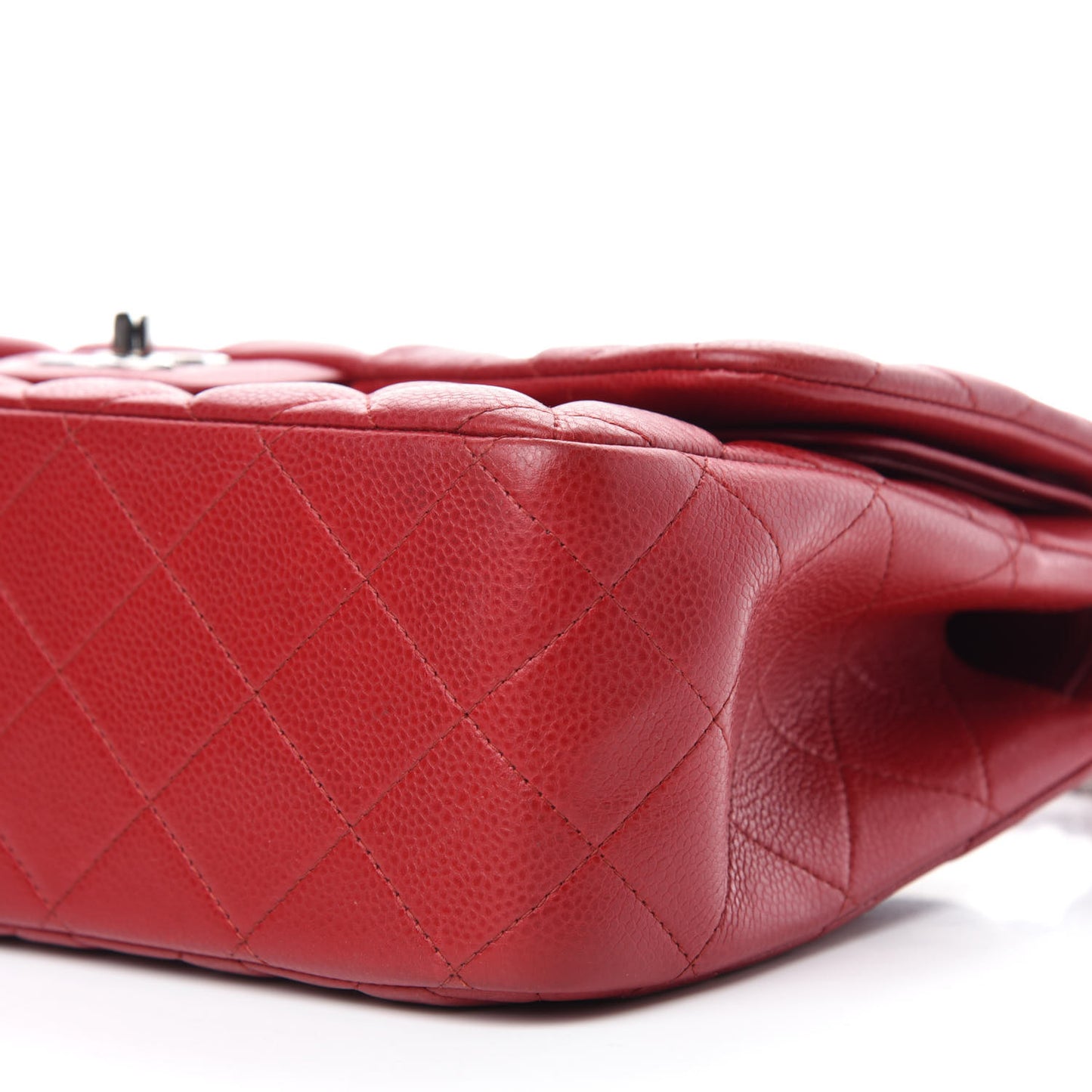 Caviar Quilted Jumbo Double Flap Red
